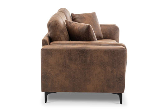 Faux Leather Suede Brown 2 Seater Sofa QUARTIERE