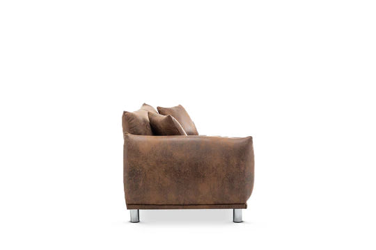 Faux Leather Suede Brown 2 Seater Sofa ARTE