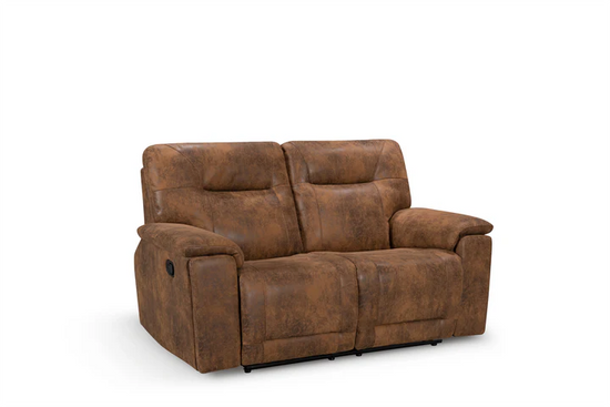 Faux Leather Suede Brown 2 Seater Manual Recliner Sofa CHAISE