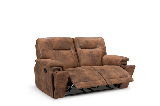 Faux Leather Suede Brown 2 Seater Manual Recliner Sofa CHAISE