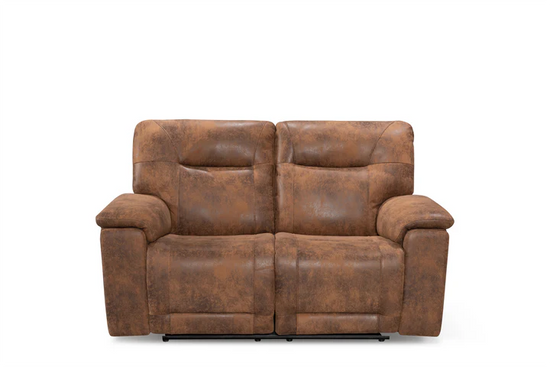 Faux Leather Suede Brown 2 Seater Manual Recliner Sofa CHAISE