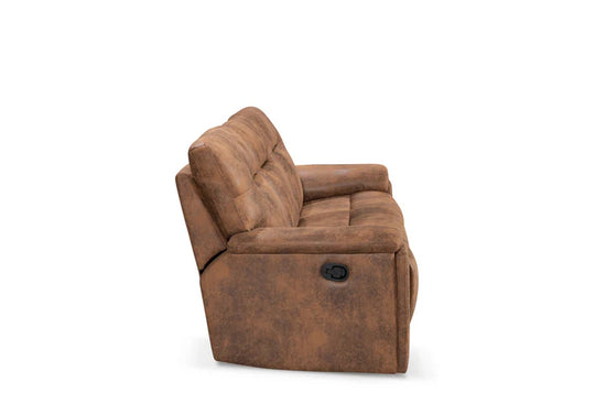 Faux Leather Suede Brown 2 Seater Manual Recliner Sofa CHAISE