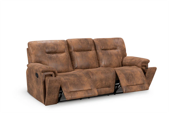 Faux Leather Suede Brown 3 Seater Manual Recliner Sofa CHAISE