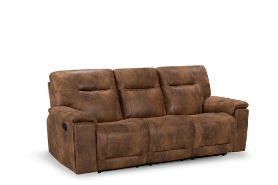 Faux Leather Suede Brown 3 Seater Manual Recliner Sofa CHAISE
