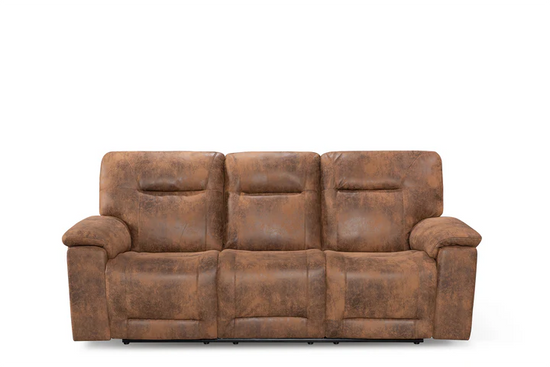 Faux Leather Suede Brown 3 Seater Manual Recliner Sofa CHAISE