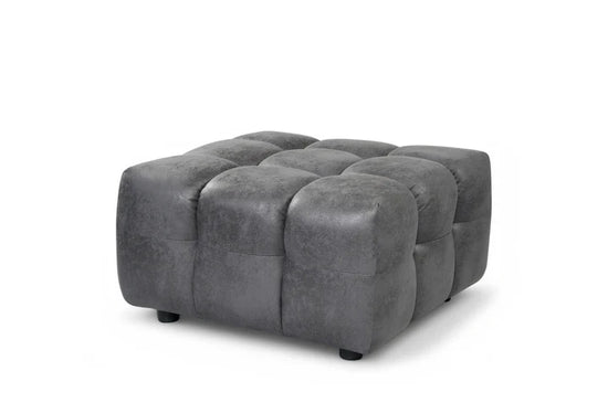 Faux Leather Suede Grey Right Hand Facing Corner Sofa with Ottoman TRANQUILLITÀ