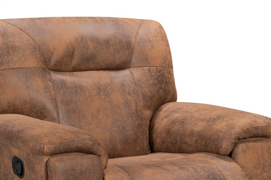 Faux Leather Suede Brown 3 + 2 + 1 Seater Manual Recliner Sofa Set CHAISE
