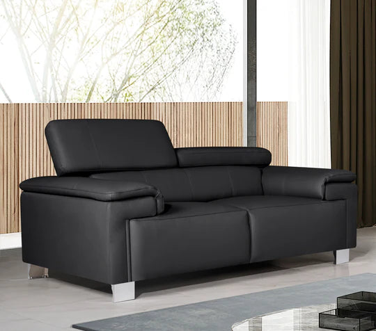 Genuine Leather Black 2 Seater Sofa VENTO