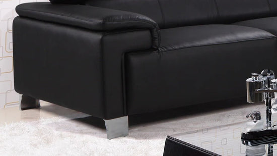 Genuine Leather Black Right Hand Facing Corner Sofa VENTO