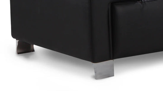 Genuine Leather Black Right Hand Facing Corner Sofa VENTO