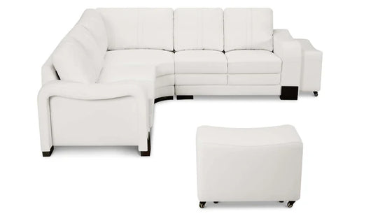 Genuine Leather White 2C2 Corner Sofa with 2 Ottomans FORTE