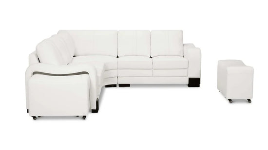 Genuine Leather White 2C2 Corner Sofa with 2 Ottomans FORTE