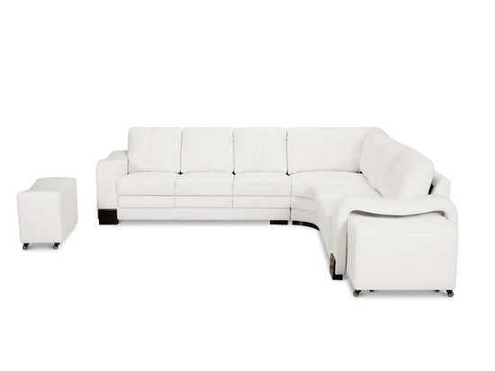Genuine Leather White 3C2 Corner Sofa with 2 Ottomans SAN FORTE