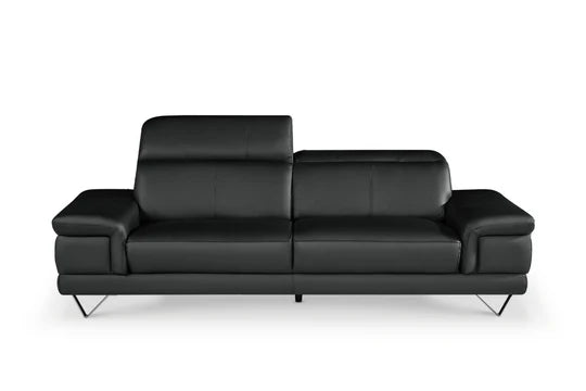 Genuine Leather Black 3 Seater Sofa GRANDE CITTÀ