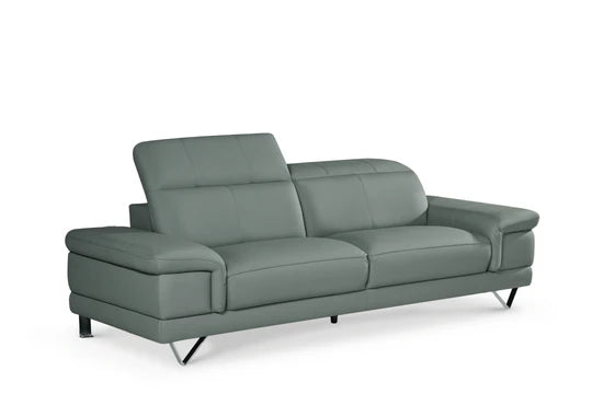 Genuine Leather Grey 3 Seater Sofa GRANDE CITTÀ