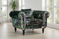 Green Nature Pattern Patchwork 1 Seater Chesterfield Sofa FORZA