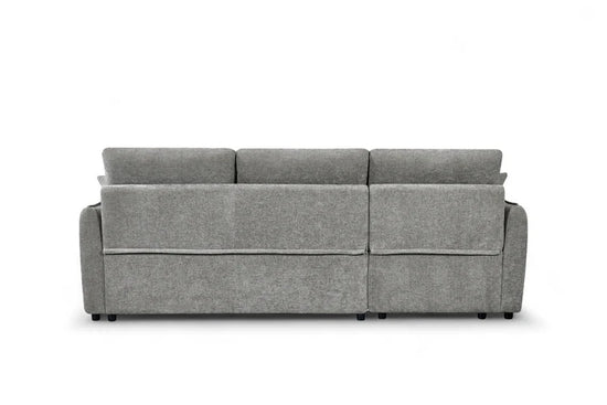 Grey Chenille Fabric 1C2 Corner Sofabed with Storage CORAGGIOSO