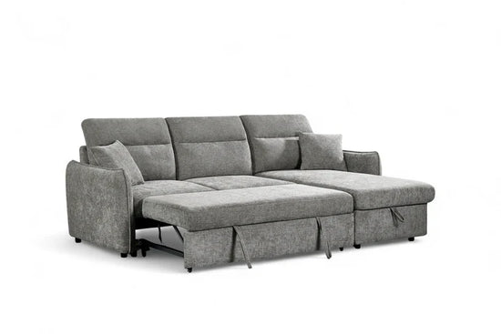Grey Chenille Fabric 2C1 Corner Sofabed with Storage CORAGGIOSO