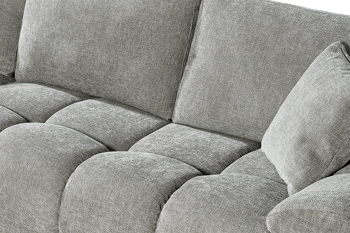 Grey Chenille Fabric 1C2 Corner Sofa AIUTANTE
