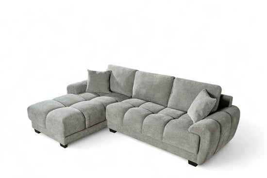 Grey Chenille Fabric 1C2 Corner Sofa AIUTANTE