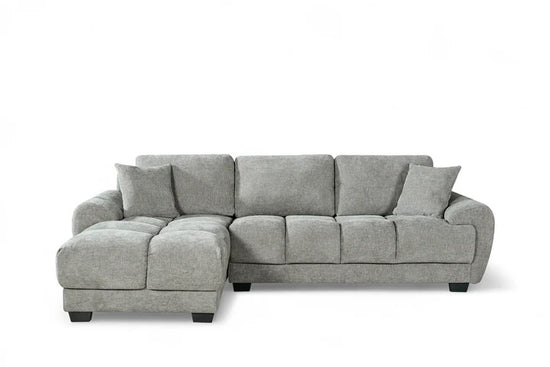 Grey Chenille Fabric 1C2 Corner Sofa AIUTANTE
