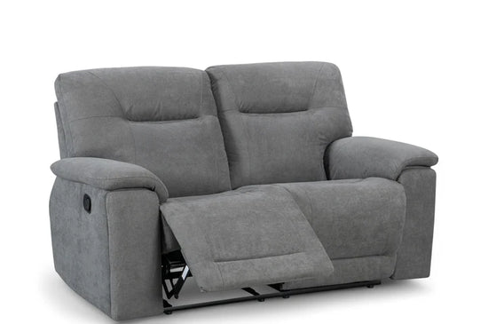 Grey Fabric 2 Seater Manual Recliner Sofa CHAISE