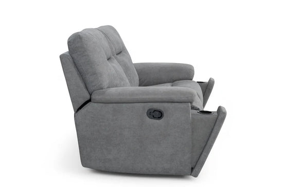 Grey Fabric 2 Seater Manual Recliner Sofa CHAISE