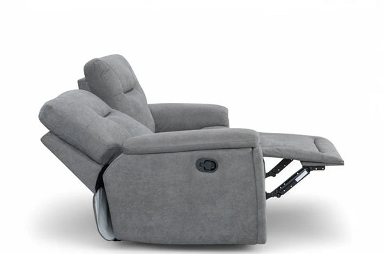 Grey Fabric 2 Seater Manual Recliner Sofa CHAISE