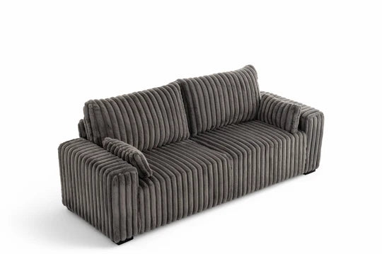 Grey Jumbo Cord 3 Seater Sofa PORTO