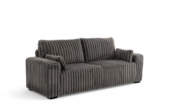 Grey Jumbo Cord 3 Seater Sofa PORTO