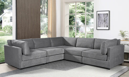 Grey Jumbo Cord Sofa Corner 2C2 Modular TOSCANA