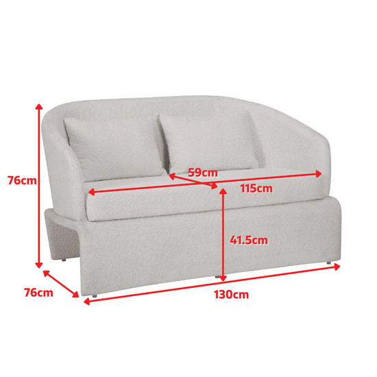 Teddy Boucle Fabric Cream 2 Seater Accent Sofa JACQUELINE