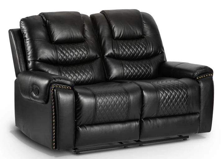 Faux Leather Black 2 Seater Manual Recliner Sofa BELLEZZA