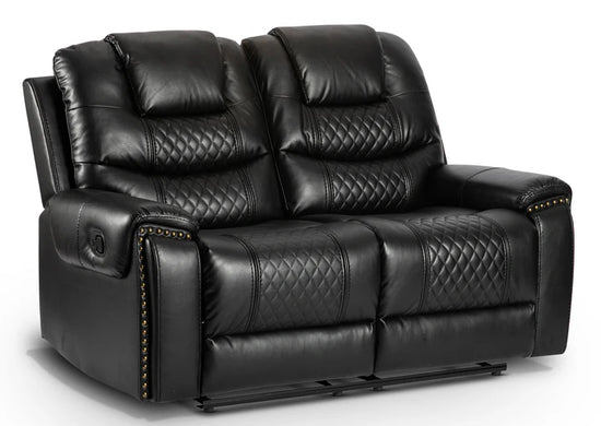 Faux Leather Black 2 Seater Manual Recliner Sofa BELLEZZA