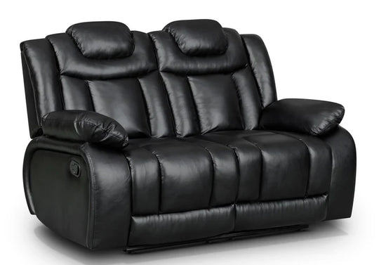 Faux Leather Black 2 Seater Manual Recliner Sofa CLASSICO