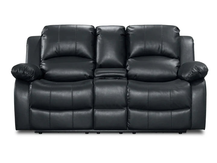 Faux Leather Black 2 Seater Electric Recliner Sofa with Cup Holders and Console SETTEE