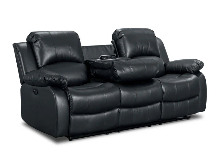 Faux Leather Black 3 Seater Electric Recliner Sofa SETTEE