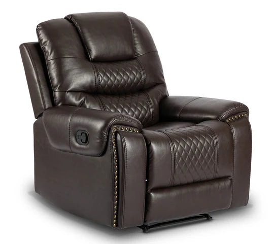 Faux Leather Brown Manual Recliner Chair BELLEZZA