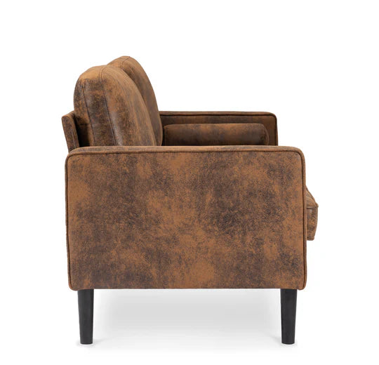 Faux Leather Suede Brown 3 Seater Sofa ACCESSO