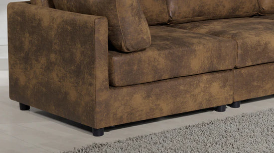 Faux Leather Suede Brown 2C2 Modular Corner Sofa TOSCANA