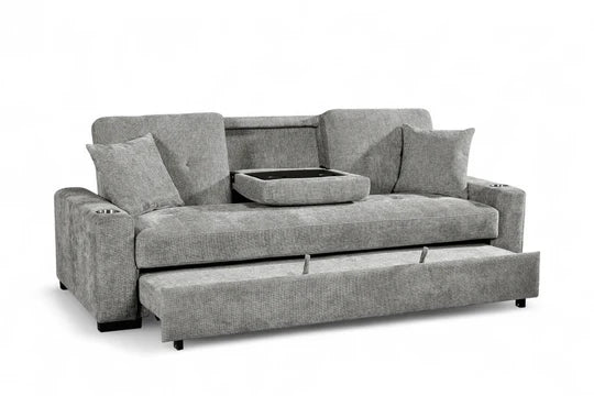 Light Grey Chenille Fabric 3 Seater Sofabed CARLO