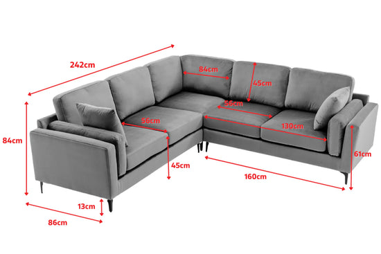 Textured Chenille Blue Corner Sofa 2C2 QUARTIERE