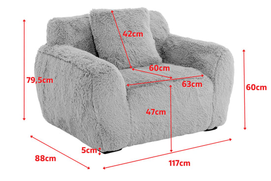 Faux Fur White 1 Seater Sofa CARAMELLO GOMMOSA