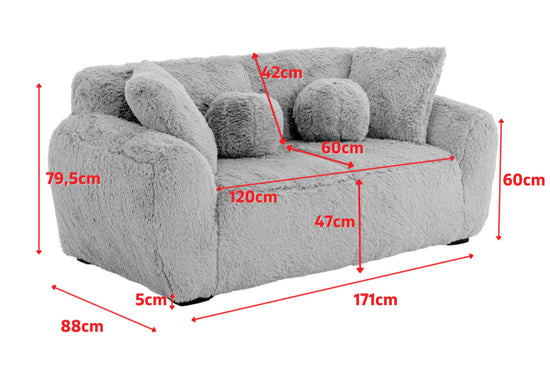 Faux Fur Grey 3 + 2 + 1 Seater Sofa Set CARAMELLO GOMMOSA