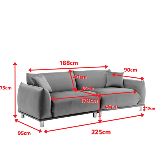 Velvet Sage Green 3 Seater Sofa ARTE