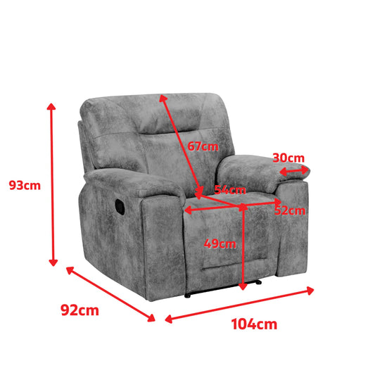 Faux Leather Suede Brown 3 + 2 + 1 Seater Manual Recliner Sofa Set CHAISE