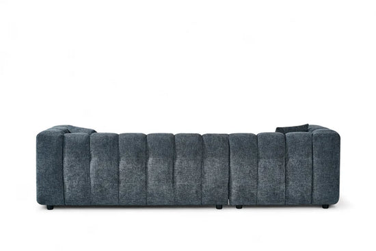 Pale Blue Chenille Fabric Left Hand Facing Corner Sofa with Ottoman TRANQUILLITÀ