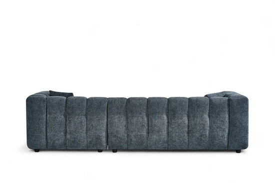 Pale Blue Chenille Fabric Right Hand Facing Corner Sofa with Ottoman TRANQUILLITÀ