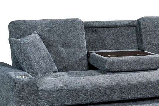 Pale Blue Chenille Fabric 3 Seater Sofabed CARLO