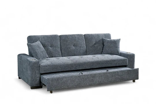 Pale Blue Chenille Fabric 3 Seater Sofabed CARLO